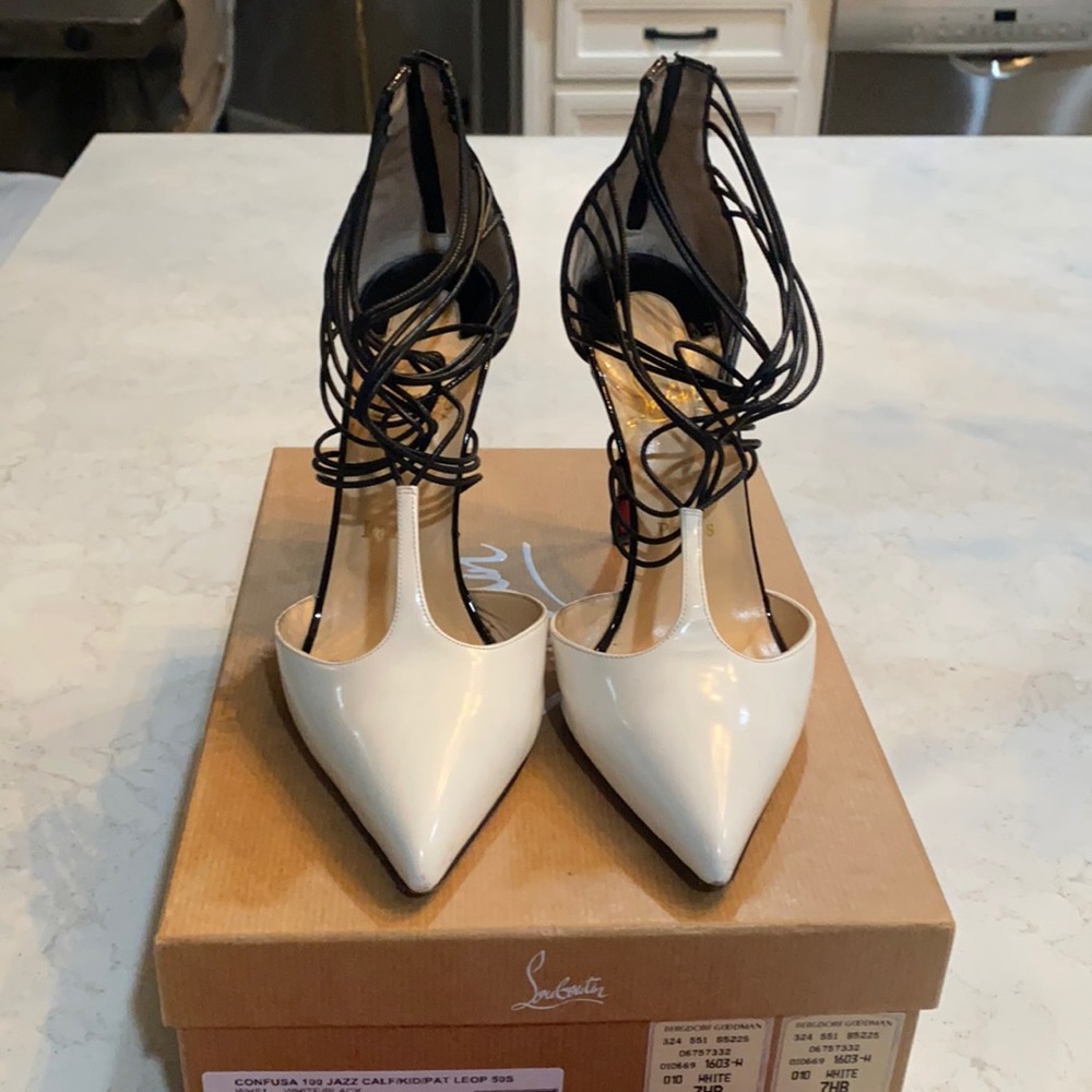 Christian Louboutin White and Black Heels